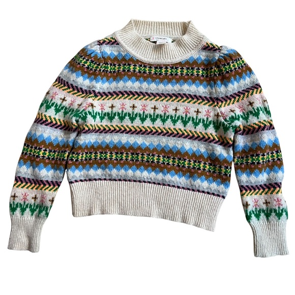 JCrew Girl's Floral Fair Isle Wool Blend Sweater - Picture 1 of 5